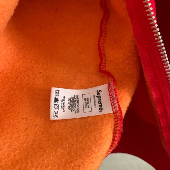 Red Supreme Contrast Zip Up Hoodie - Picture 7 of 9